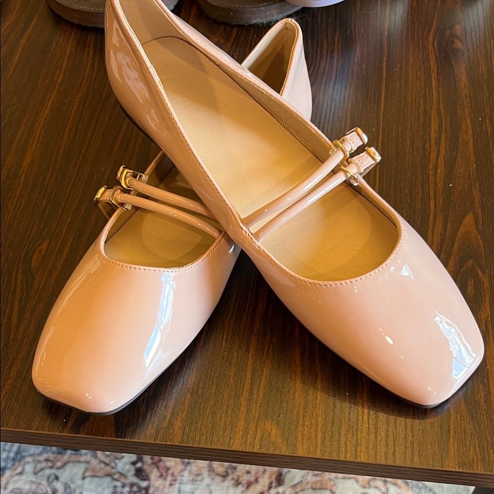 Chic Blush Flats with Gold Accents